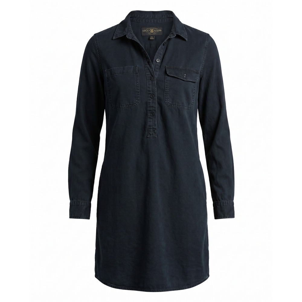 Lucky Brand Dark Wash Denim Shirt Dress Women's Size XS Blue Lightweight